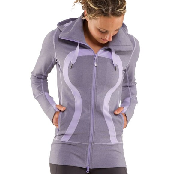RARE Lululemon Stride Jacket *Brushed Lilac Heathered Coal Wee Stripe, Size 12 - Picture 2 of 14